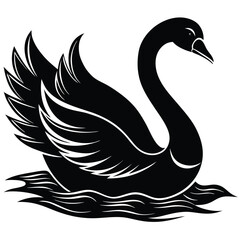 Obraz premium Black swan vector illustration elegant bird silhouette art