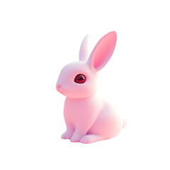 Obraz premium Adorable pink bunny rabbit sitting on transparent background perfect for Easter cards children books websites app design cute animal illustration digital art graphic resource
