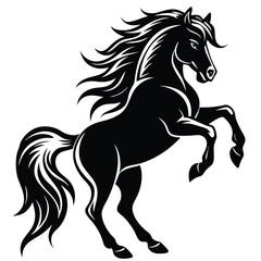 Black horse rearing up vector illustration equine animal art silhouette