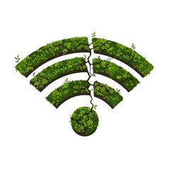 Green wifi symbol made of plants representing sustainability  