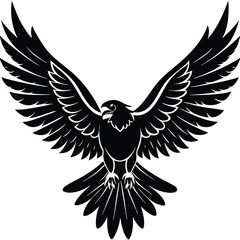 Obraz premium Eagle vector bird flying black and white wings spread art silhouette