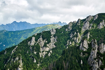 limestone rocks and granite peaks in the Tatra Mountains