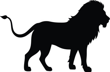 Majestic lion silhouette symbolizing power and strength standing tall against a white backdrop in