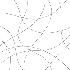 Thread line seamless pattern. Curvy intersections of ropes in organic smooth print. Abstract squiggly modern background with continuous lines. EPS 10 . 