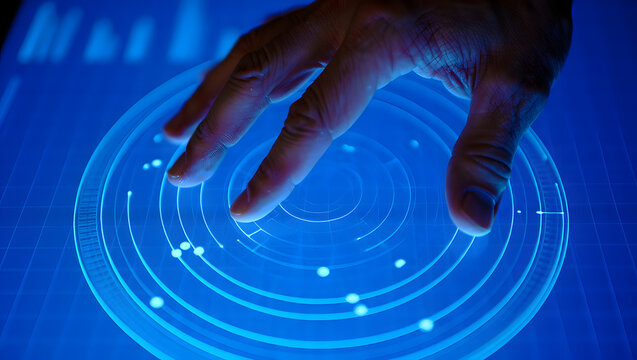 Digital monitoring and radar scanning concept 1 with futuristic abstract elements and no text, ideal for tech visualizations