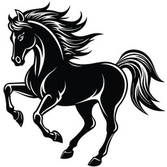 Obraz premium Black horse illustration running stallion vector graphic art silhouette