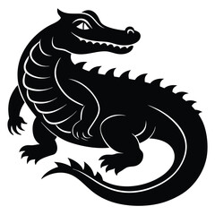 Vector illustration of alligator reptile animal silhouette