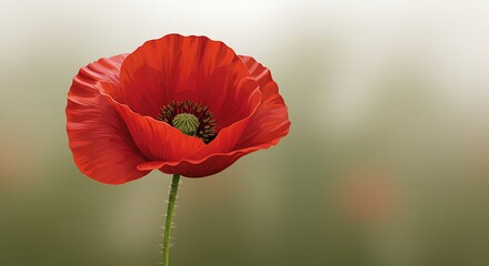 Obraz premium Vivid Red Poppy Blossom Close-up in Field Beautiful Summer Flower Elegance Outdoors