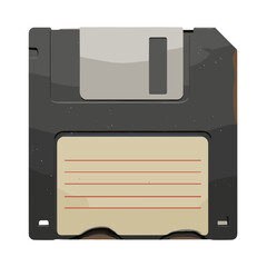 Vintage floppy disk with labeled storage area in classic design  