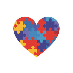 Colorful puzzle heart symbolizing unity and support for autism  