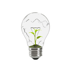 Light bulb with sprouting plant inside representing sustainability  