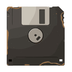 Vintage floppy disk with worn edges and faded design