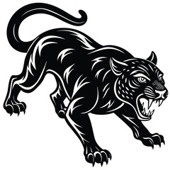 Obraz premium Black panther vector illustration design animal drawing art silhouette