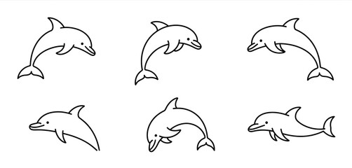 Six line art dolphins jumping and swimming ©  Creative Stock Bd