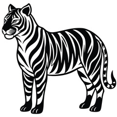 Obraz premium Tiger illustration black and white vector art design image silhouette