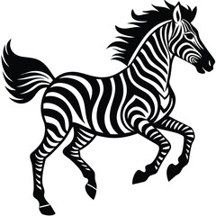 Obraz premium Zebra illustration black and white running animal design silhouette
