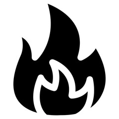 Black and white drawing of a flame. The flame is drawn in a stylized way, with its shape