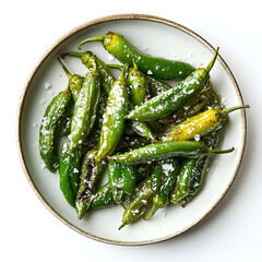 Close-Up of Roasted Shishito Peppers – Traditional Japanese Snack