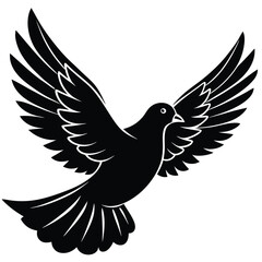 Black dove flying illustration peace symbol bird graphic art silhouette