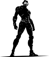 Obraz premium Futuristic Humanoid Robot Silhouette - AI and Modern Technology Concept