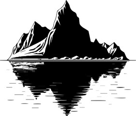 Fototapeta premium Majestic Mountain Range with Water Reflection Silhouette - Nature Landscape