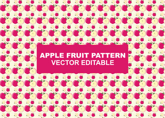 Hand-drawn vector seamless repeat pattern of apple fruit icon. Vector illustration.