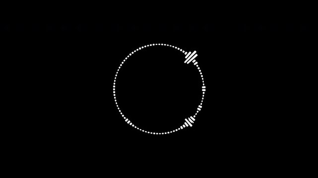 A graphic circular loop of rhythmic audio frequency sound waves in the background