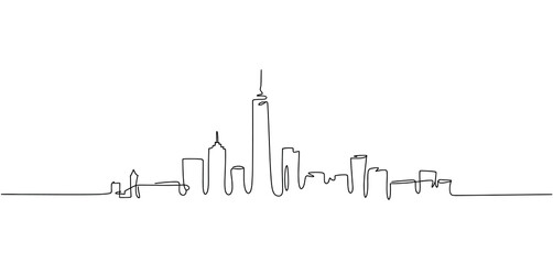 Continuous Line Drawing of New York City Skyline
