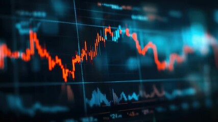 Colorful digital stock market charts showing fluctuating financial trends and performance metrics. - Powered by Adobe