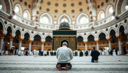 Spiritual Devotion: Muslims Praying at the Masjid al-Haram in Mecca