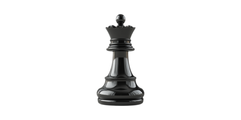 Black Chess Queen Piece. Symbol Of Strategy, Power, And Leadership In Chess Isolated On Transparent Background
