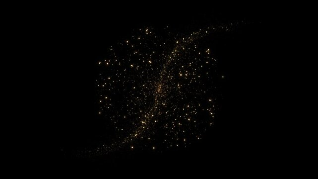 4K 3D Golden Christmas Particles Tail Line Glitter Optical Flare Light. energy flying wave line. magic sparkles Wave Magic Trail Background. Birthday, Anniversary, new year, event, Festival, Diwali.