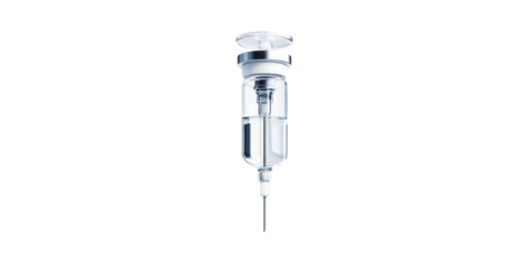 Medical Syringe With Clear Liquid. Healthcare And Vaccination Concept Isolated On Transparent Background