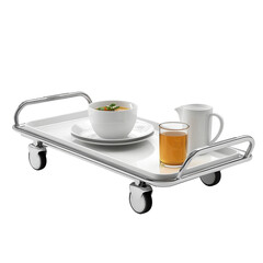 Meal Service Cart Delivery System Hospital Food Tray with Bowl Plate Glass on transparent background