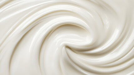 Creamy white swirl texture, smooth and glossy, resembling whipped cream or thick yogurt.