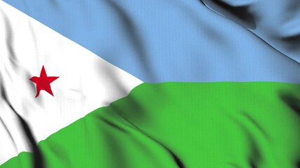 The Djibouti country flag waves in the wind.