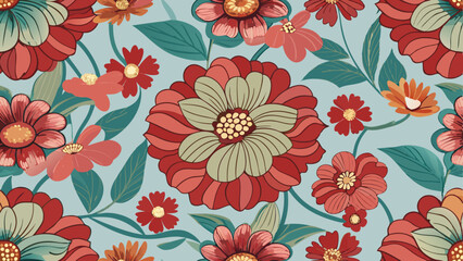 Seamless Vintage Floral Patterns – Colorful Botanical Backgrounds