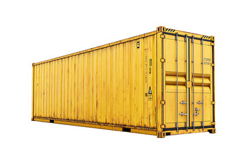 Yellow cargo container isolated on a transparent background