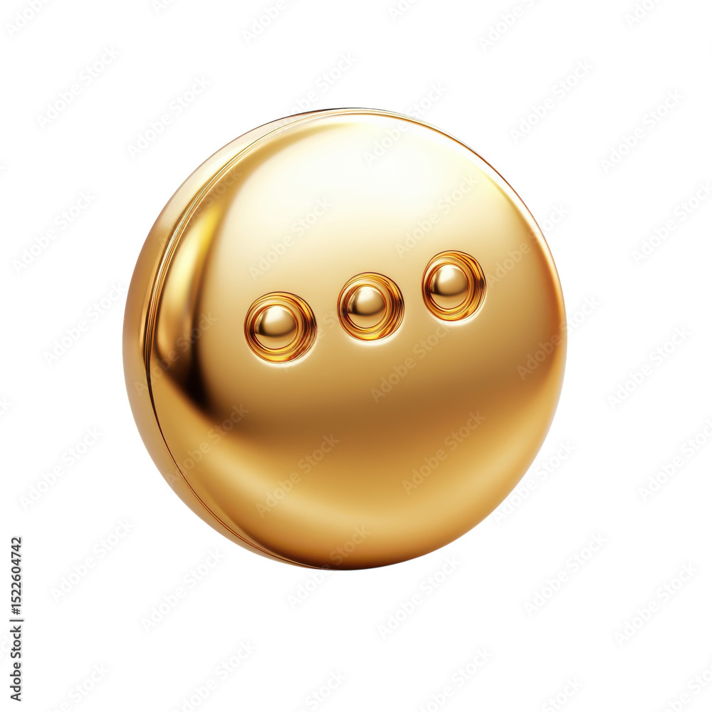 Poster golden sphere with three dots metallic orb icon 3d render abstract design on transparent background