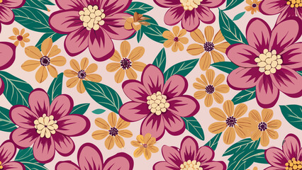 Seamless Vintage Floral Patterns – Colorful Botanical Backgrounds