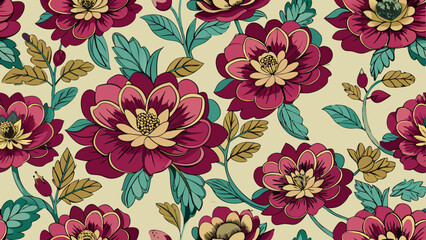 Seamless Vintage Floral Patterns – Colorful Botanical Backgrounds
