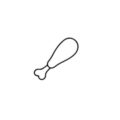 A simple line drawing of a chicken leg with bone on a white background center