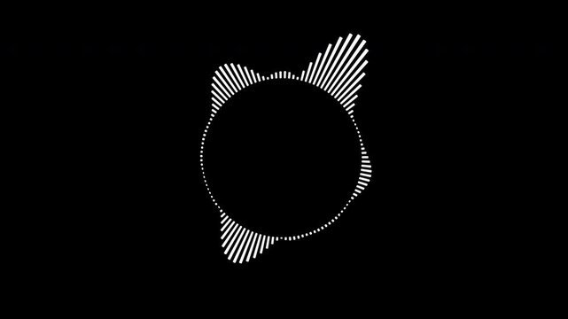 A graphic circular loop of rhythmic audio frequency sound waves in the background
