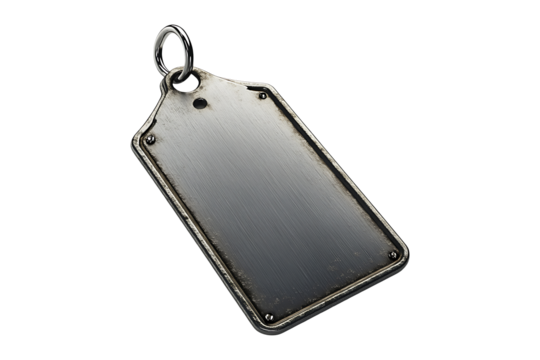 steel tag isolated on a transparent background