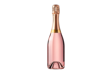 Pink champagne bottle isolated on a transparent background