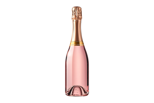 Pink champagne bottle isolated on a transparent background - Powered by Adobe
