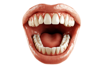 open mouth with teeth isolated on a transparent background