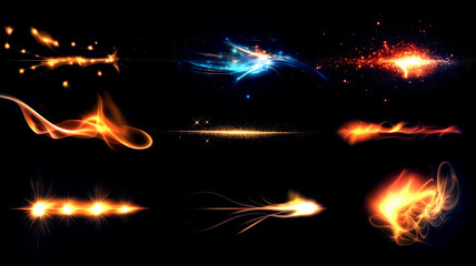 Isolated abstract glows on black background