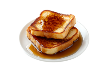 French toasts with maple sirup isolated on a transparent background