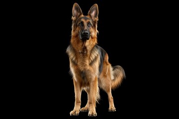 German Shepherd dog isolated on black background